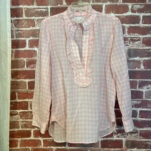 J. Crew Pink Gingham Blouse